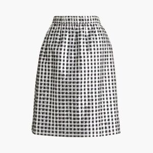 J. Crew Metallic Black and White Pleated A-Line Skirt